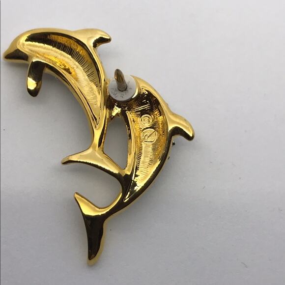 Swarovski Crystal Twin Dolphins Jumping Pin Brooch NWT - Picture 4 of 4